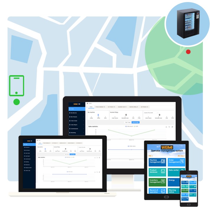 WEIMI vending machines with a remote management system to manage your business anytime, anywhere