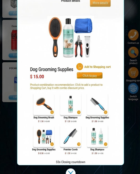 Related pet products selected in the recommendation settings