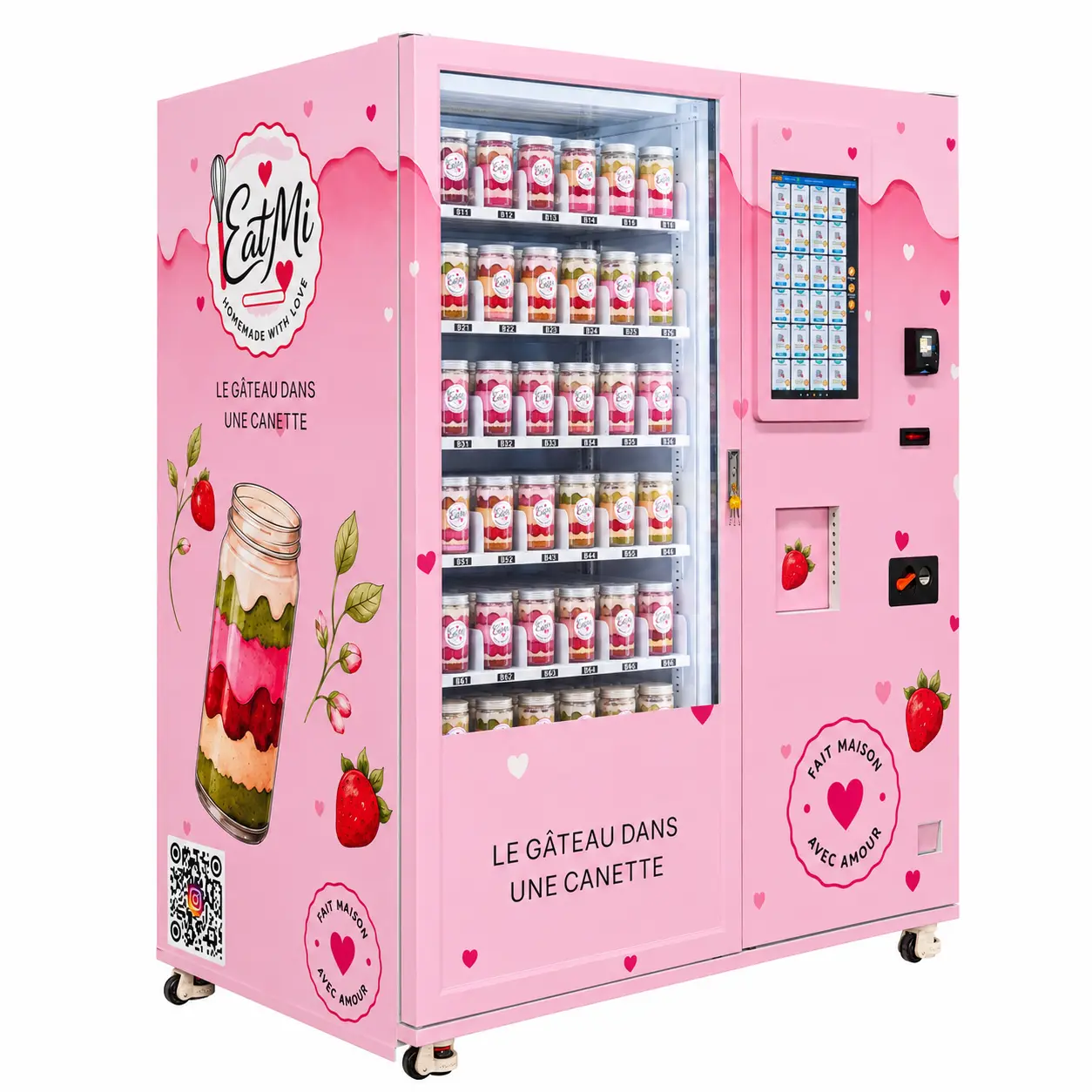 Jar cake samples tested in vending machine elevator and product lanes