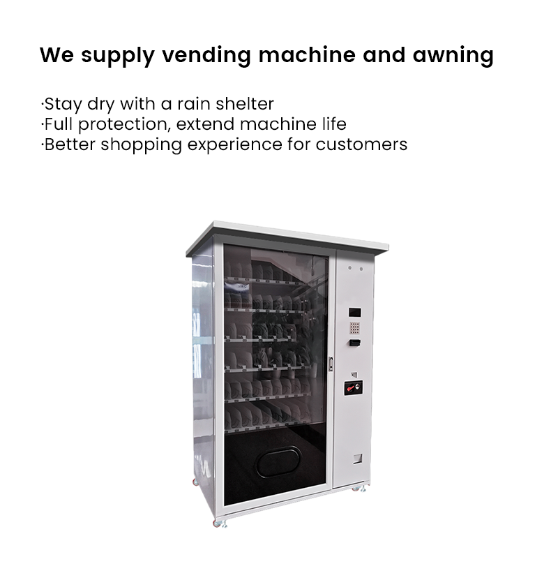 Micron snack drink vending machine offer awning shelter option. keep vending machine dry and extend machine life