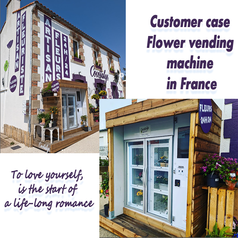 Cooling locker bread vending machine for selling flowers in France