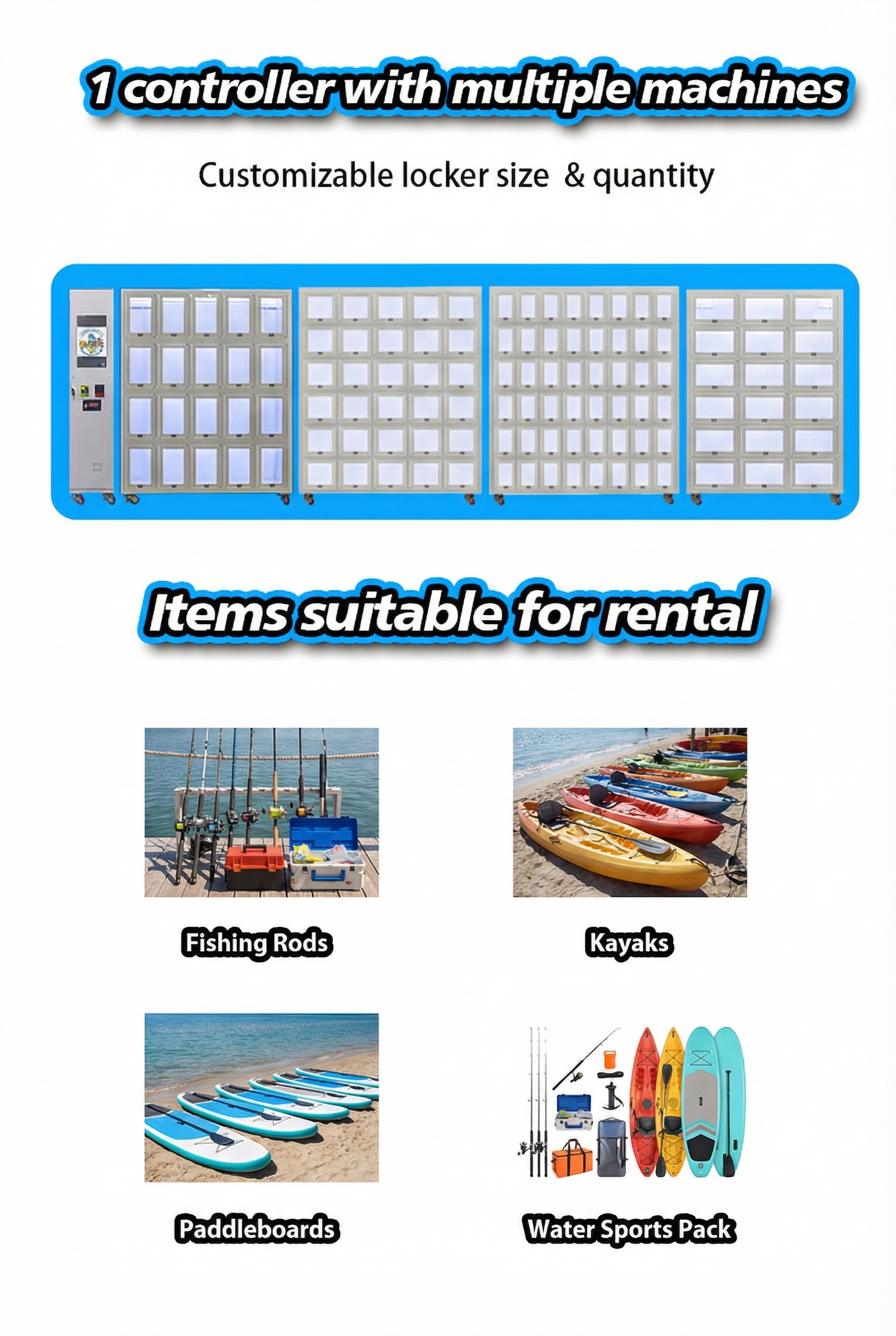 Fishing Rod Renting Vending Machine 24/7 Self-Service Gear Rental