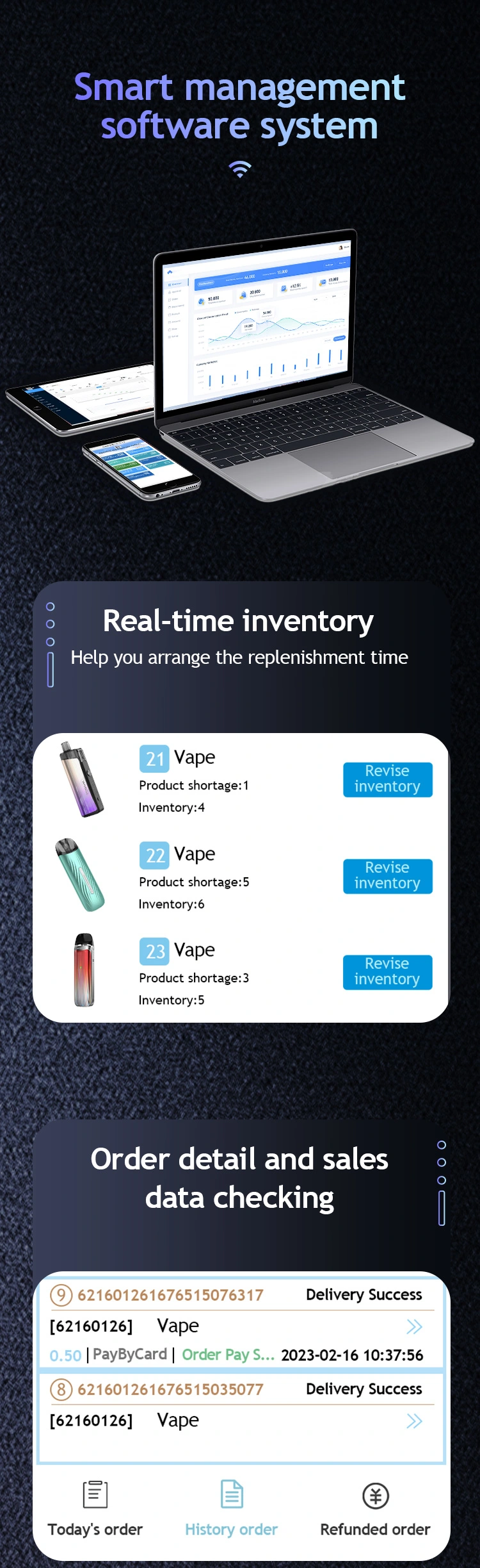 smart management software system for Full Touchscreen Vape Vending Machine with Age Verification easy to manage