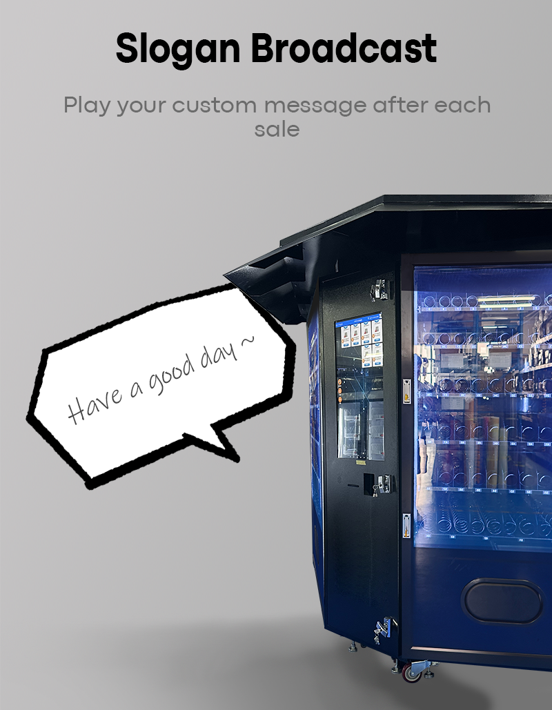 Weatherproof Outdoor Combo Vending Machine for Snacks Cold Drinks supports play your custom message after each sale