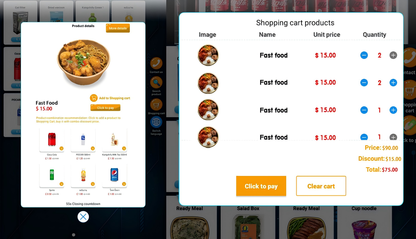 Weimi Hot Food Vending Machine with Fast Heating and Large Capacity for Hot Food and Cold Meals in Convenience Store
