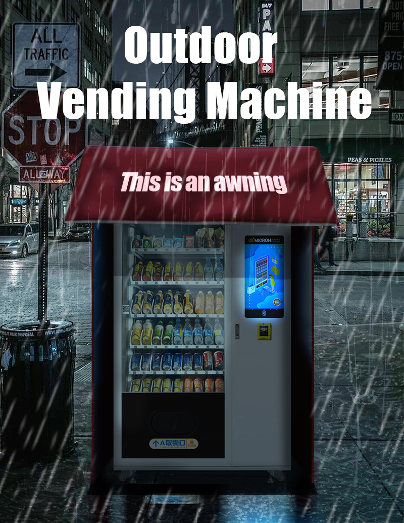 Outdoor Smart Vending Machine for Snacks Drinks with Shelter