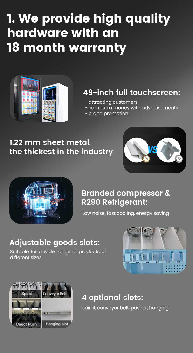 Micron 49-inch Touchscreen Intelligent Multimedia Vending Machine high quality hardware and 18 month warranty
