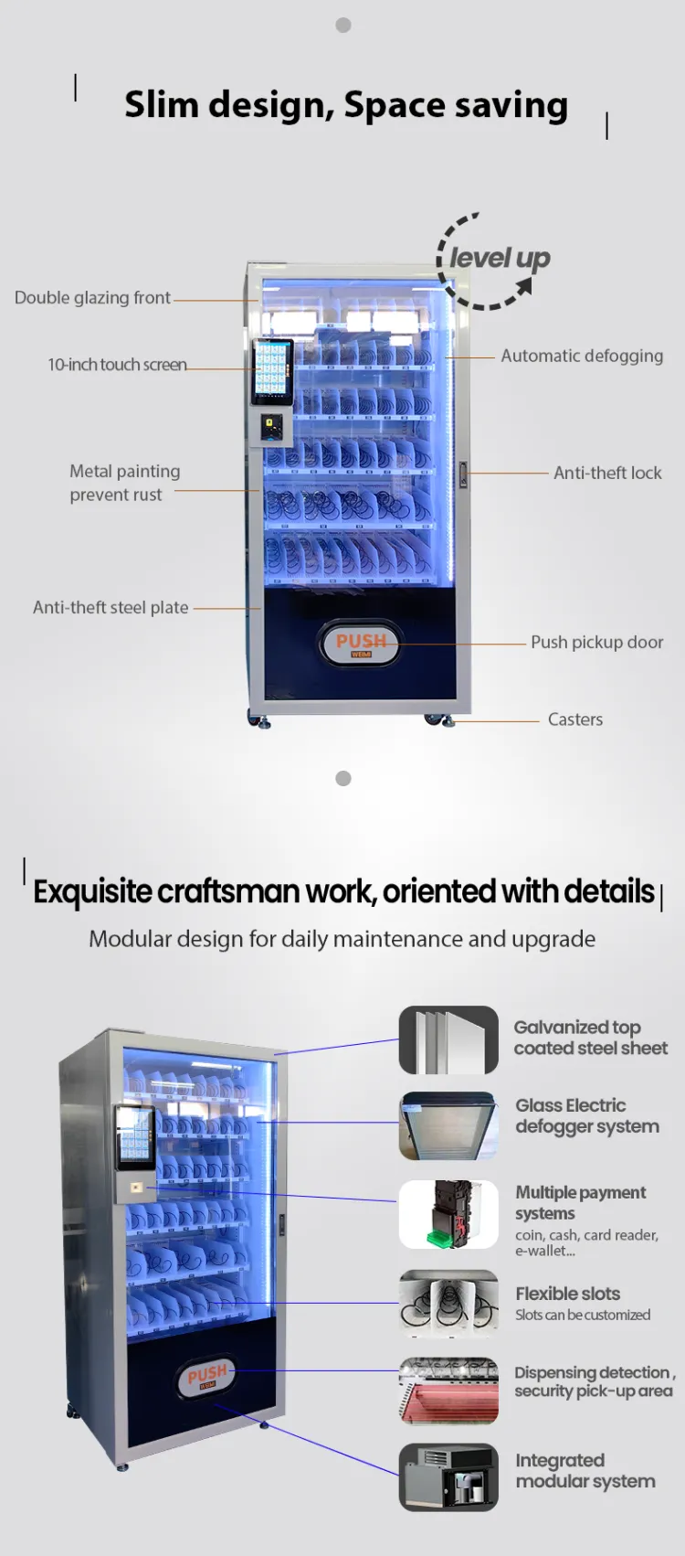 Slimline Snack Vending Machine with Card Reader for Sale