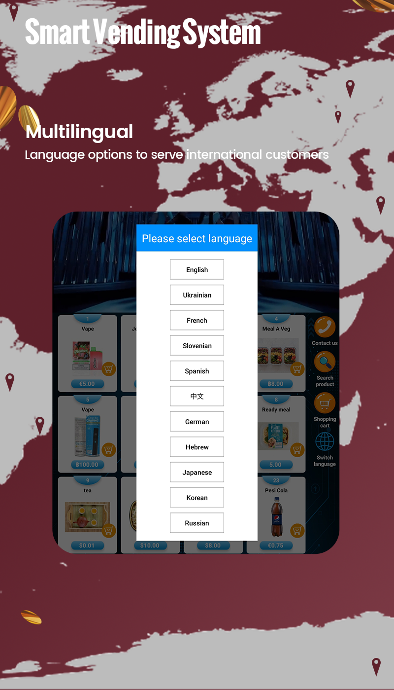 Micron Outdoor Snacks Drinks Vending Machine mutilingual vending system