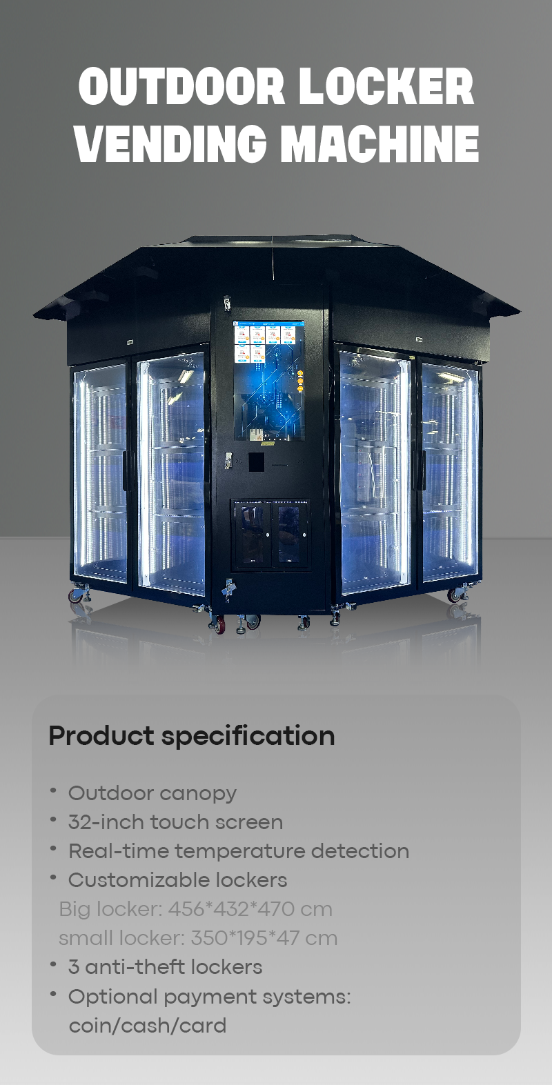Outdoor Flower Vending Machine with Canopy Customized Lockers specification