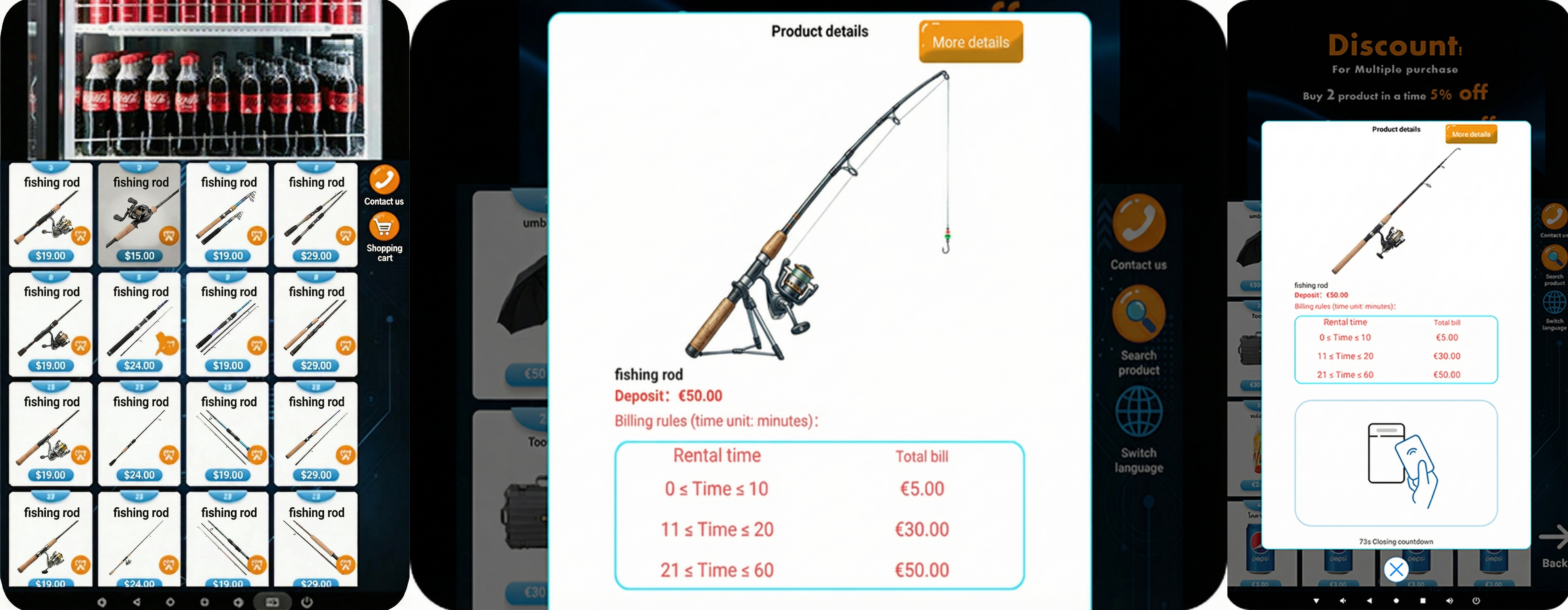 Fishing Rod Renting Vending Machine 24/7 Self-Service Gear Rental