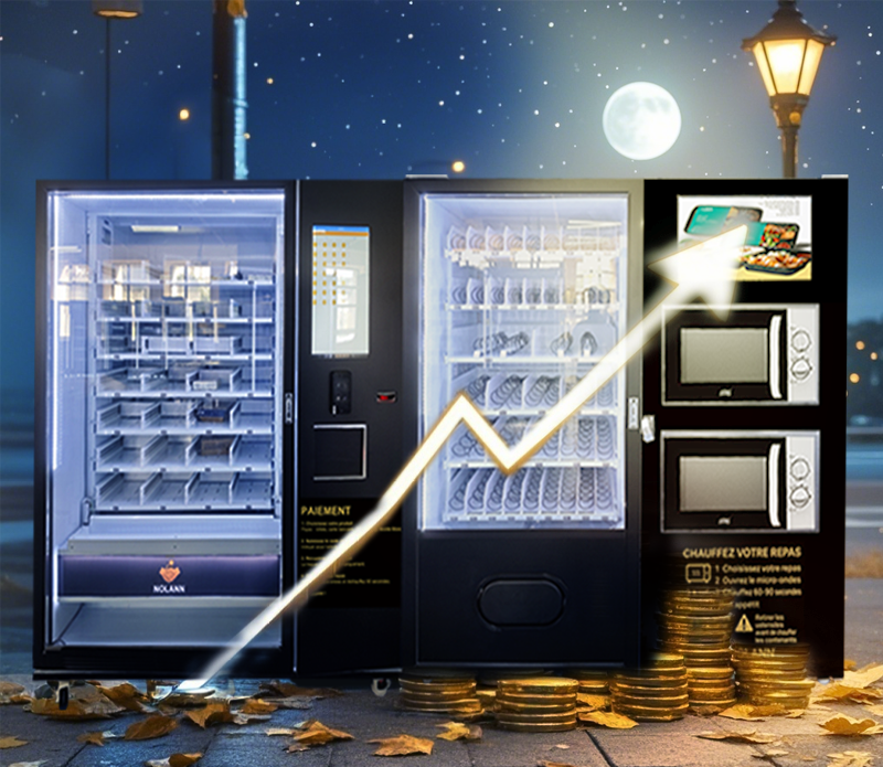Weimi Hot Food Vending Machine with Fast Heating and Large Capacity for Hot Food and Cold Meals in Convenience Store. Increasing your last-night sales