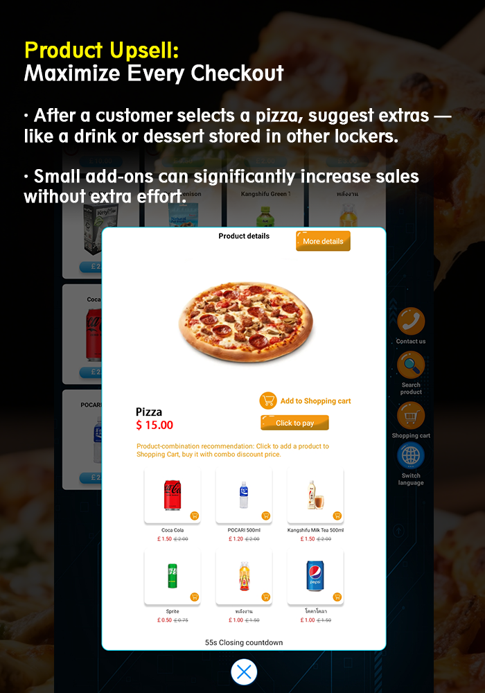 Pizza Dispenser Machine with Microwave for Heating