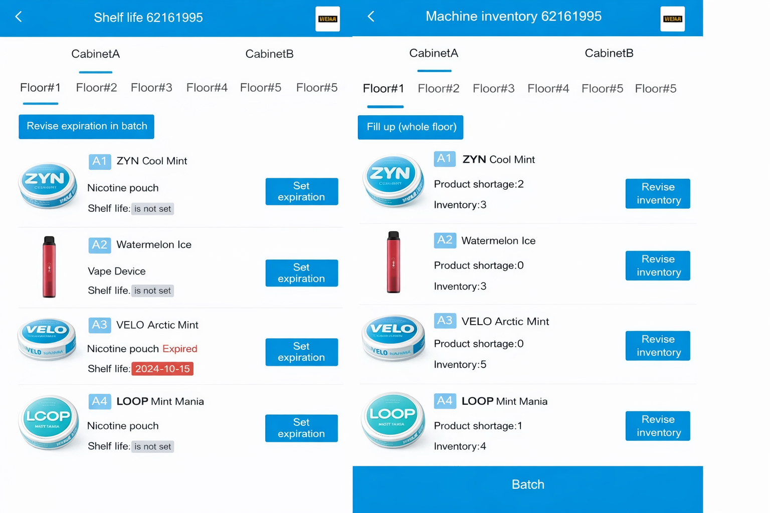 WEIMI Vape vending machine with smart vending system to check real-time inventory