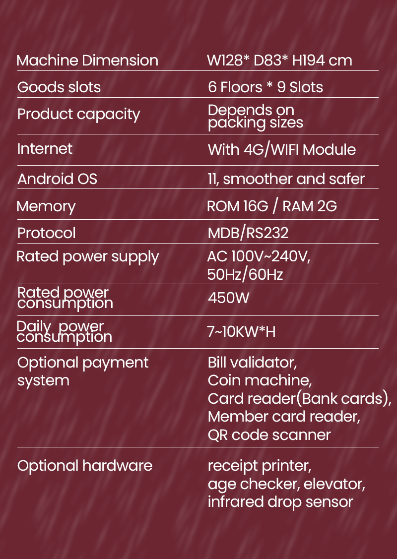 Micron Outdoor Snacks Drinks Vending Machine specification