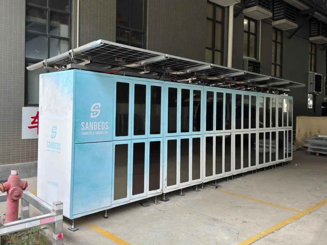 Solar-Powered Self-Service Rental Lockers for beach umbrellas and beach chairs