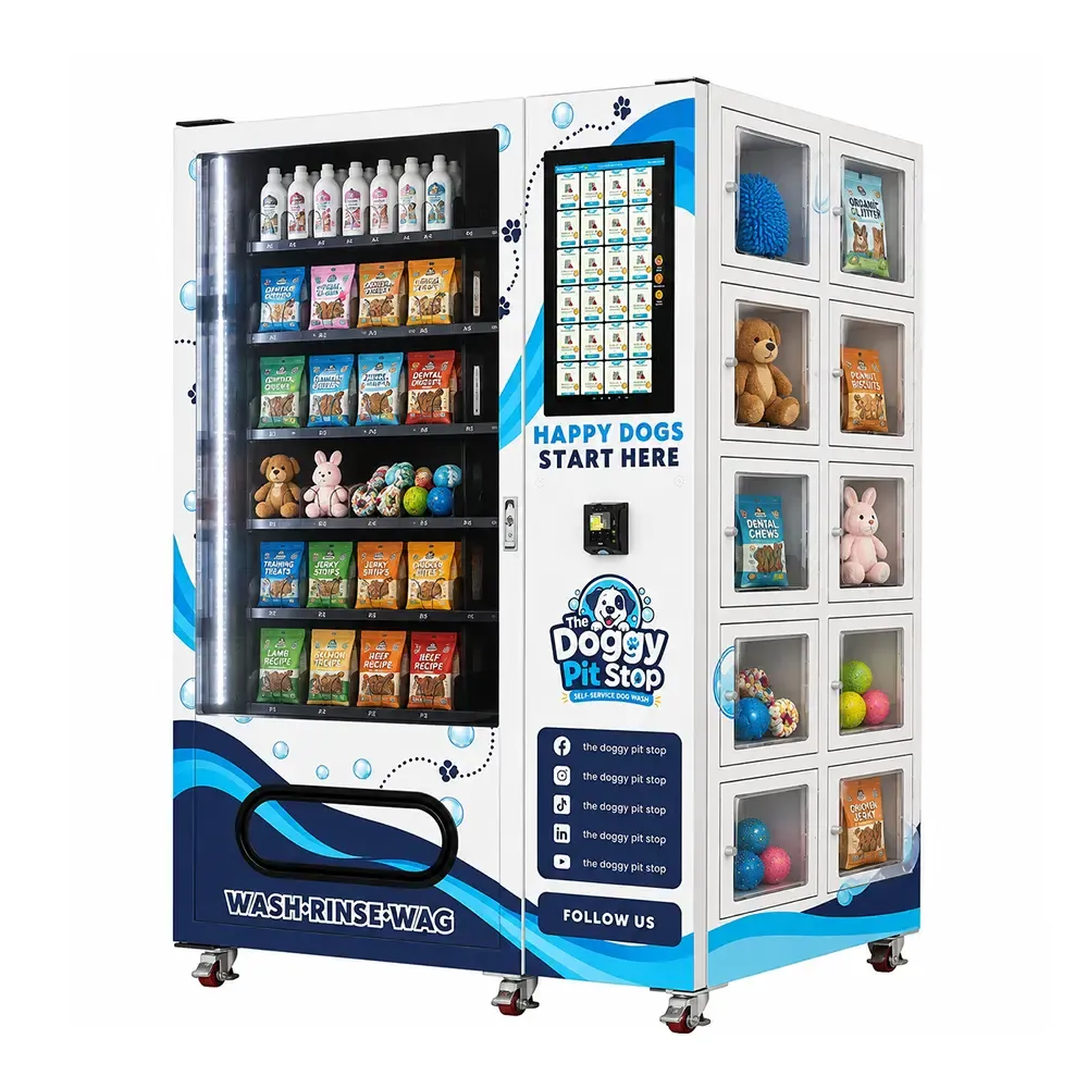 Pet vending machine with ten lockers for large pet supplies