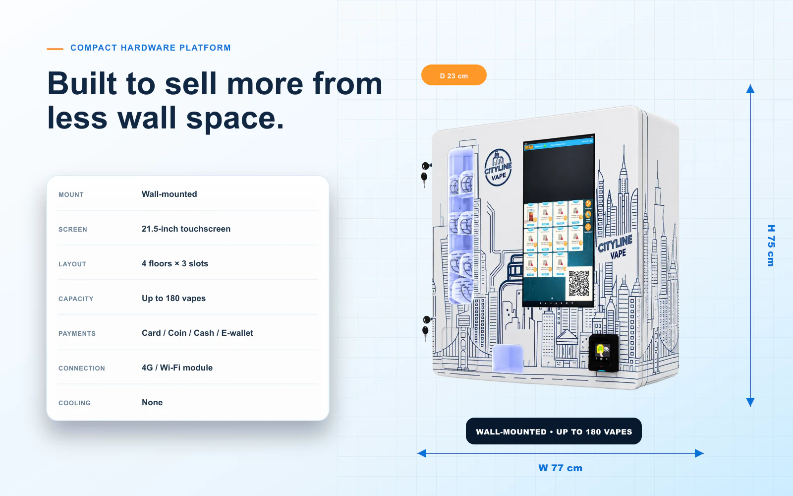 vape vending machine built to sell more from less wall space