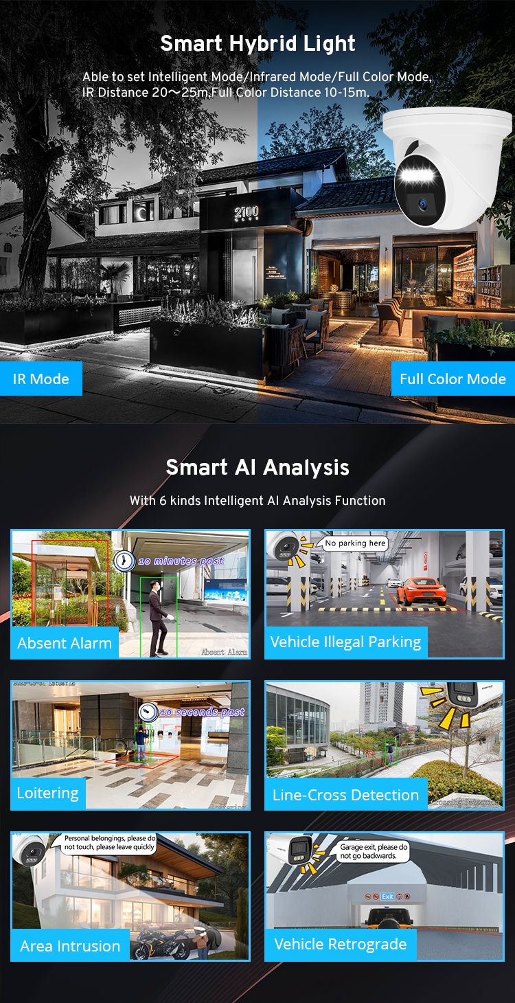 8MP Lite Intelligent AI Analysis Dome Hybrid Light Network Camera