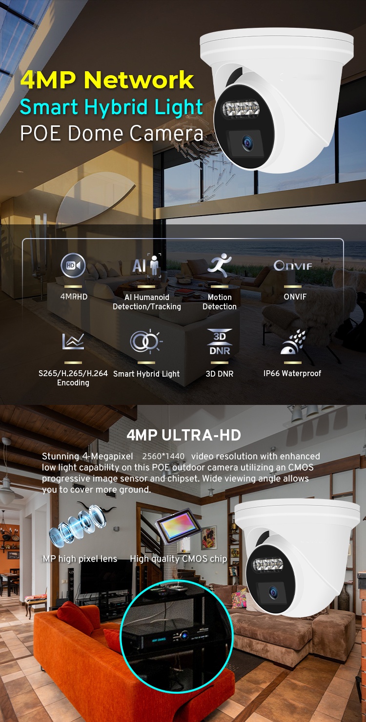 4MP Intelligent AI Analysis Dome Hybrid Light Network Camera