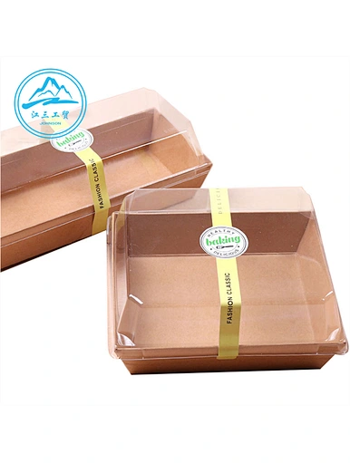 Professional cowhide packaging open window pastry cake box rectangular creative grease-proof transparent sandwich towel roll box