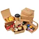 Custom disposable restaurant togo container take away lunch packing boxes for chinese fast food grade kraft paper packaging box