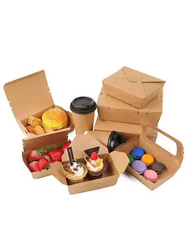 Customizable disposable packaging kraft whiteboard takeaway food paper box supplier