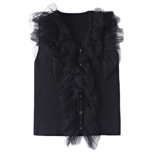 Women's V-neck tank top + lace