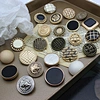 Fashionable metal Gold plated button British style black round square woolen shank coat button flat hand sewing buttons