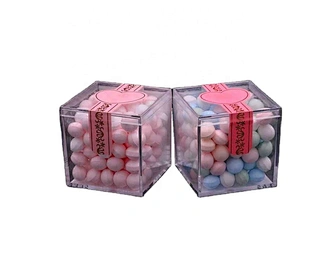 55mm Square Clear Wedding Favor Boxes Gift Candy Favor Sweet Box with Lid / Ps Square Shaped Wedding Screen Printing Chewing Gum