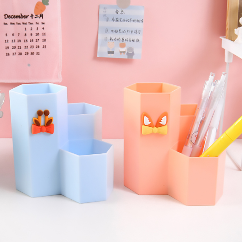 Wholesale creative Plastic Office Pen Holder Storage Desk PP Pen Holder Office Organizer Office pencil boxes
