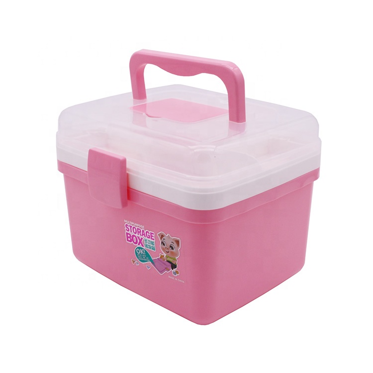 Korean cheap custom plastic compartment kid storage box with handle