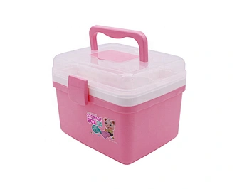 Korean cheap custom plastic compartment kid storage box with handle