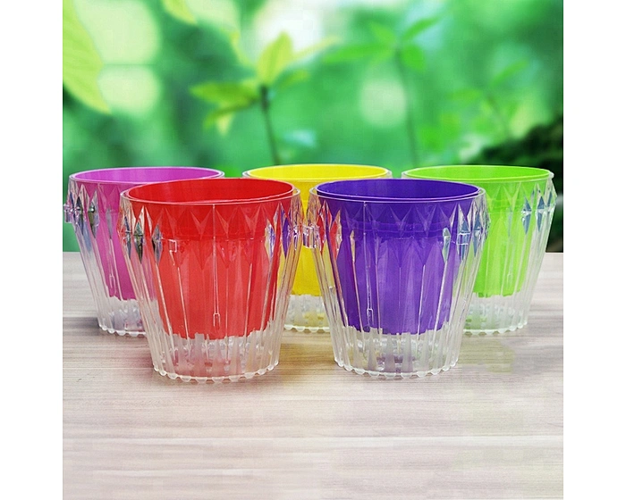 colorful plastic flower pots
