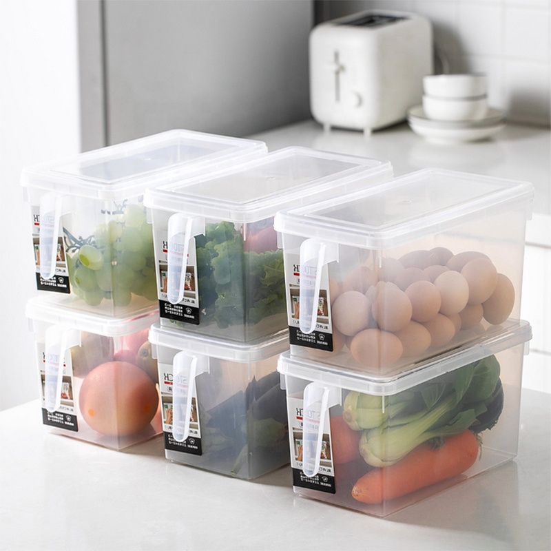 Square Handle Food Storage Organizer Boxes Sealed Home Organizer Food Container Refrigerator Storage Boxes