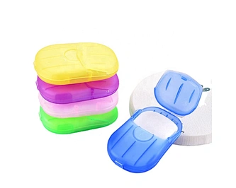 Organic Soap Paper Eco Friendly Portable Disposable Clean Dissolvable Mini Travel Toilet Soap Plastic Shell + Soap Paper 70*47mm