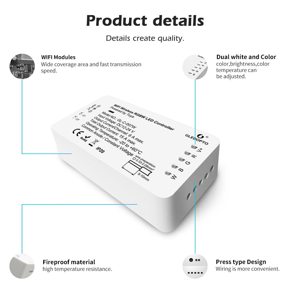 tuya wifi led controller rgbw