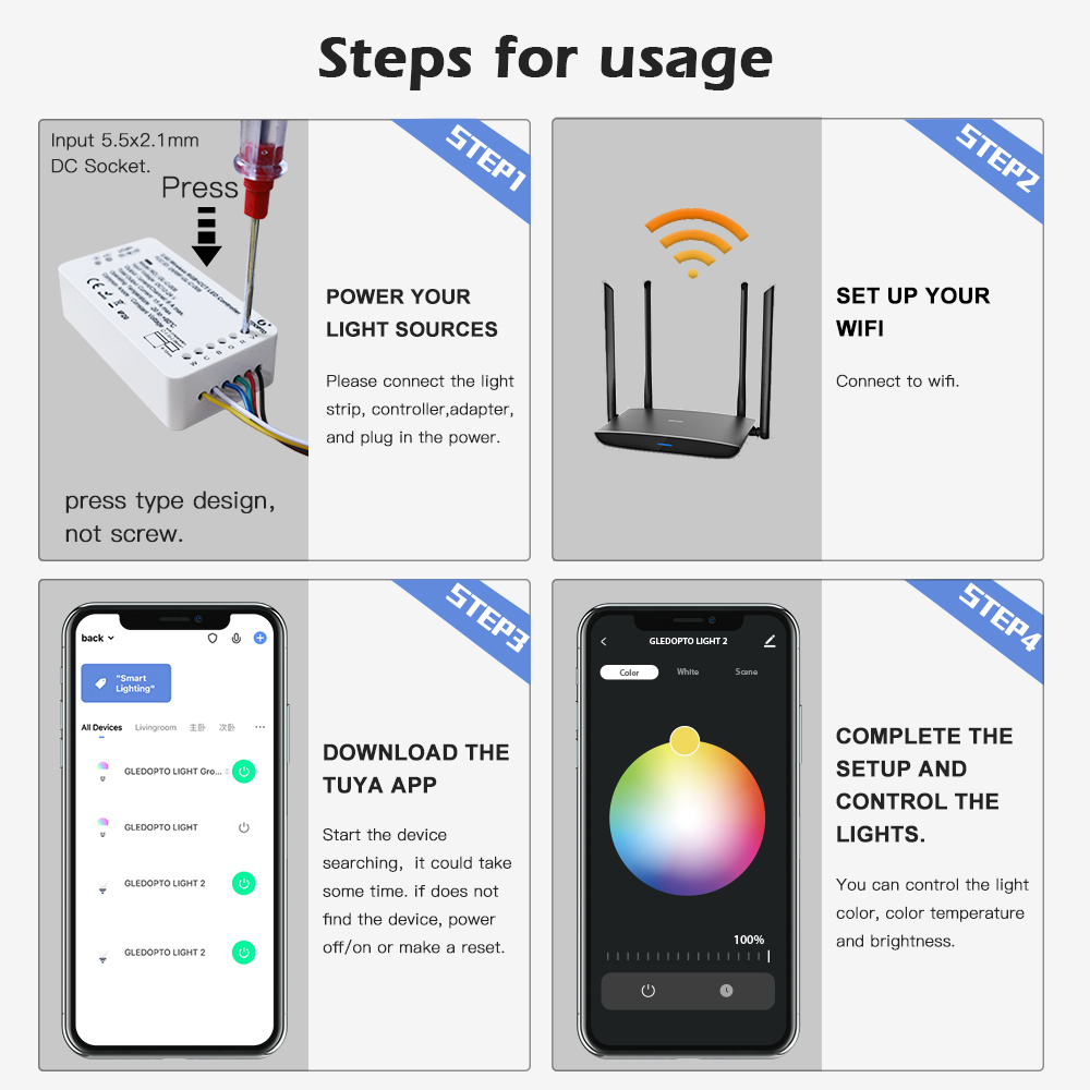 rgbw wifi led controller