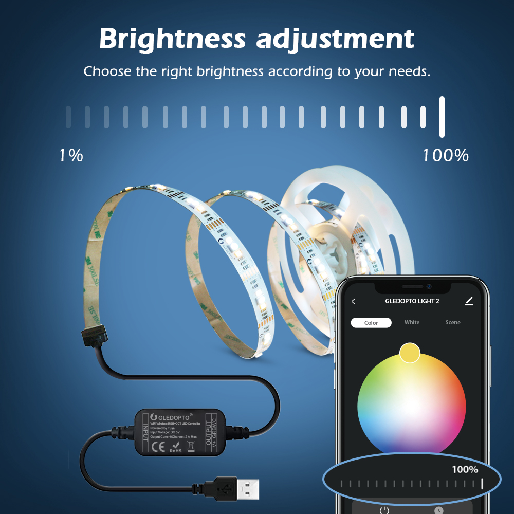 5V Mini controller Strip Light RGBW