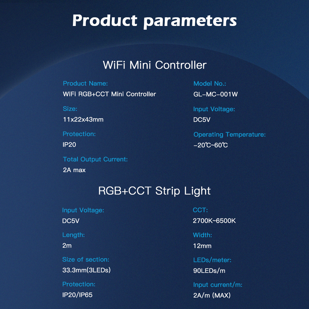 5V Mini controller Strip Light RGBW