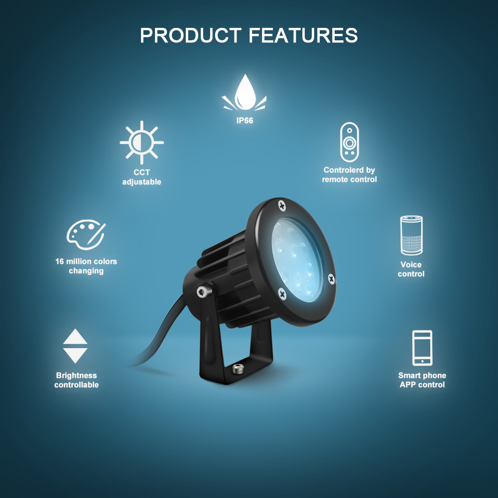 smart outdoor spotlight rgb