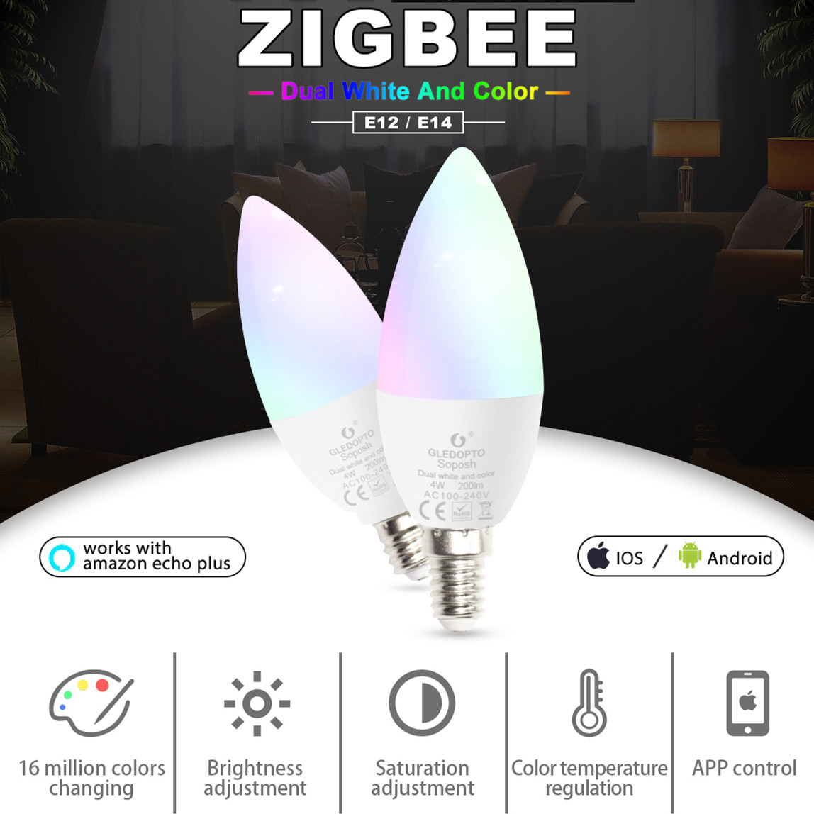 Smart led candle light RGB
