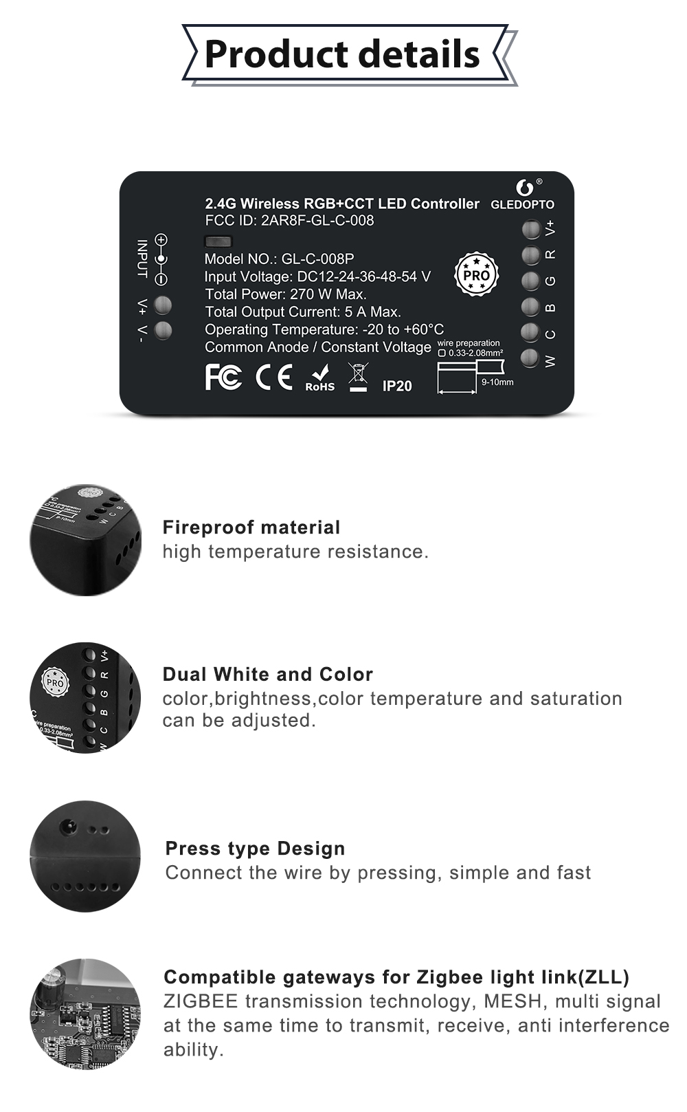 zigbee led controller rgbw