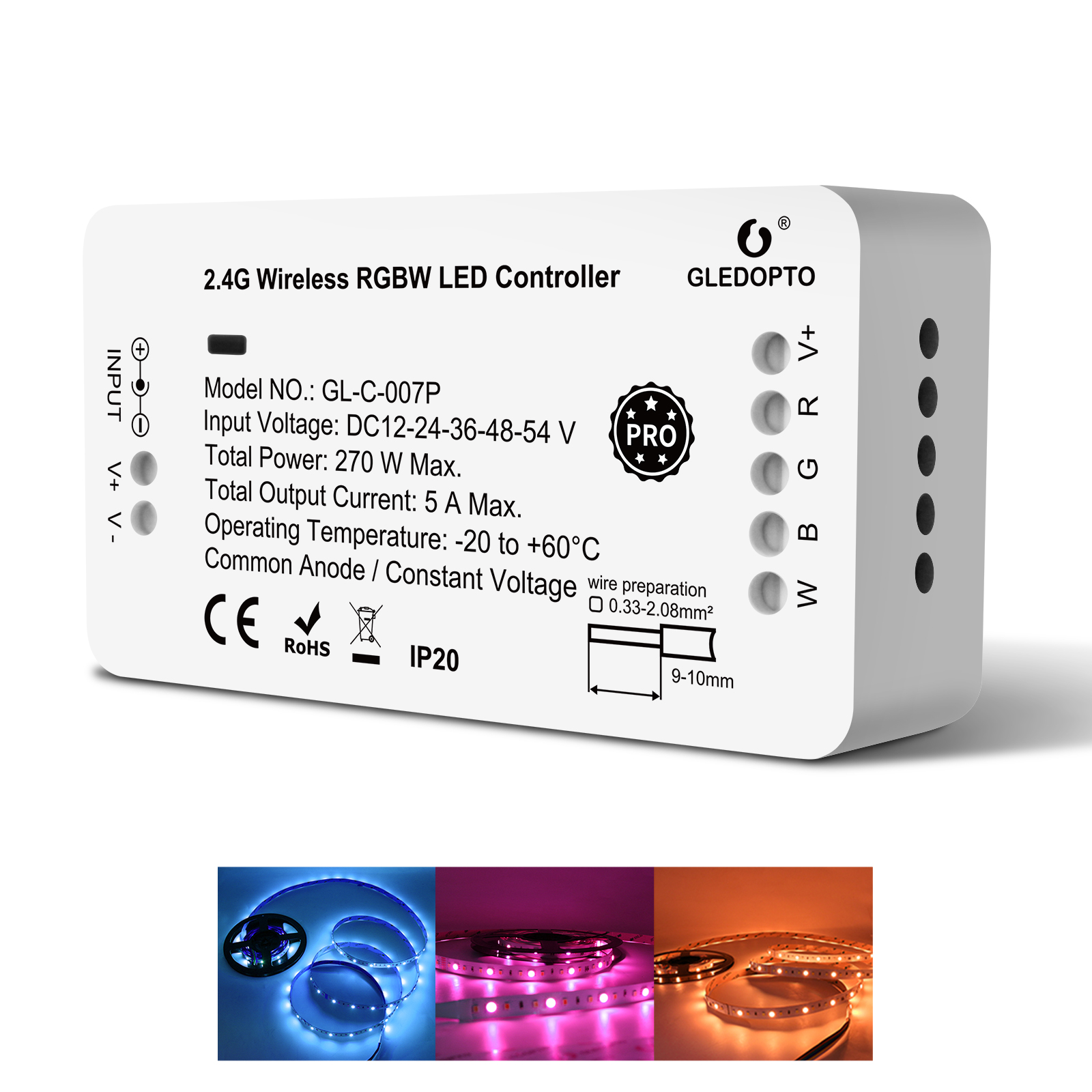 GLEDOPTO led controller rgbw 48V