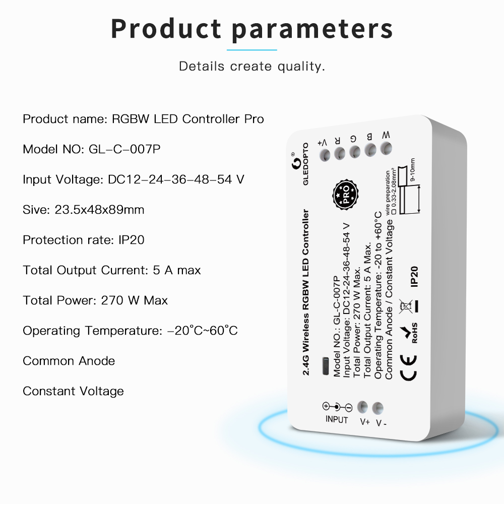 GLEDOPTO led controller rgbw 48V