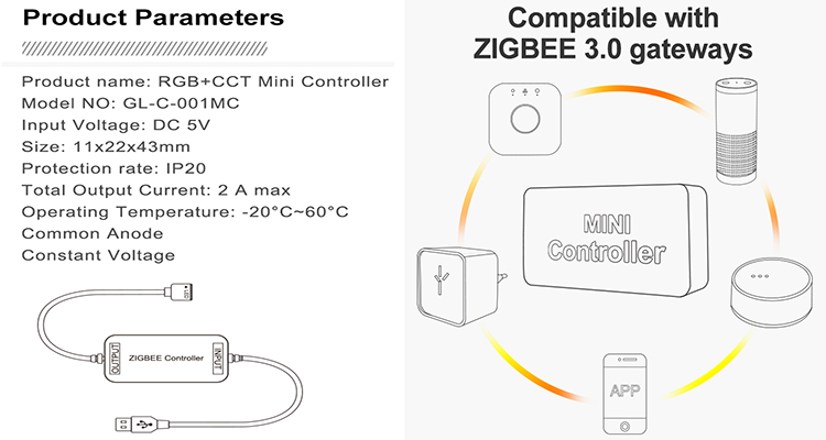 5V rgb led strip light controller