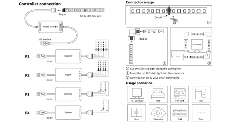 5V rgb led strip light controller