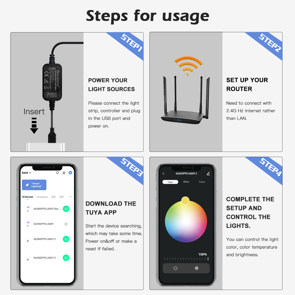 RGBCCT wifi controller led strip