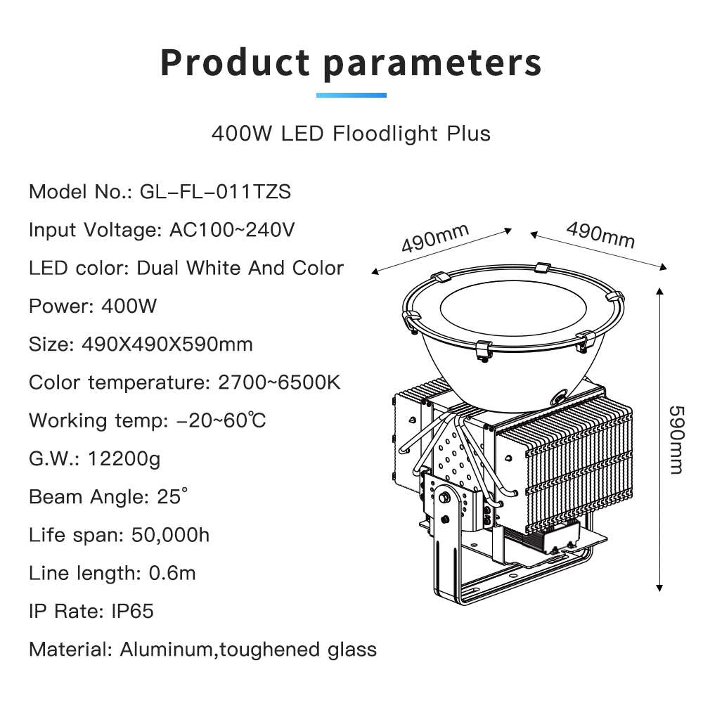 rgb led flood light 400W