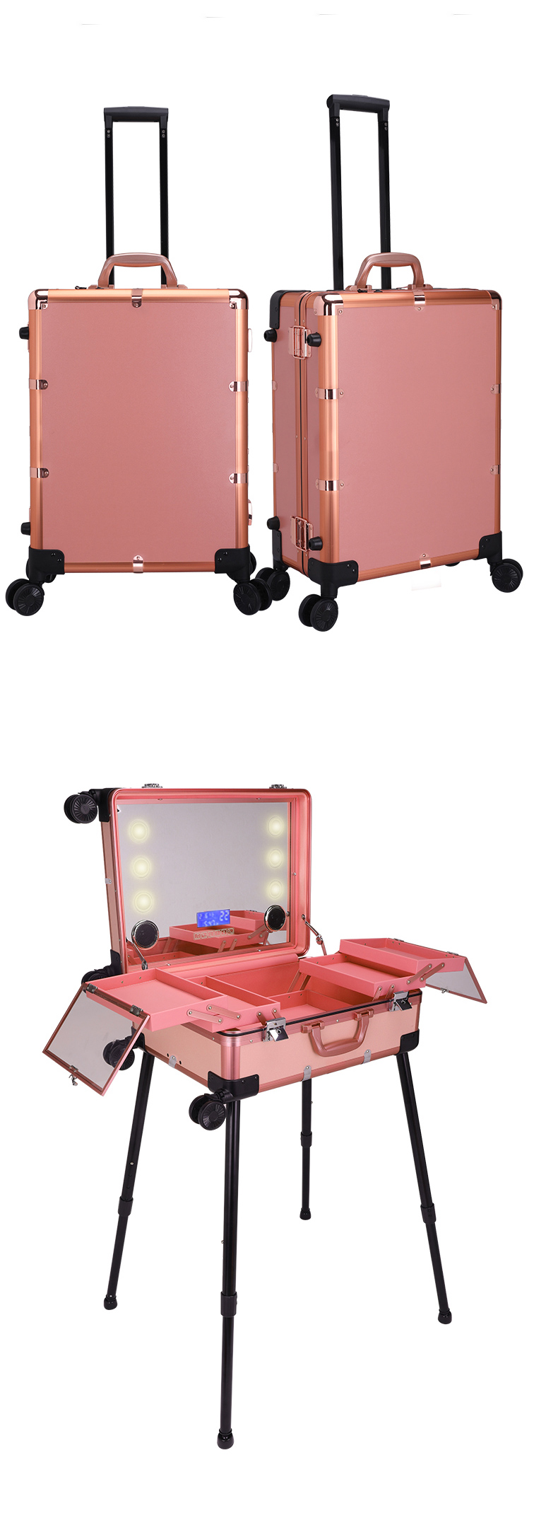 ABS+Aluminum professional makeup artist travel case detail 09